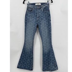 Hollister Curvy High-Rise Vintage Flare Flower Print Y2K‎ Jeans Size 3S W26 L29
